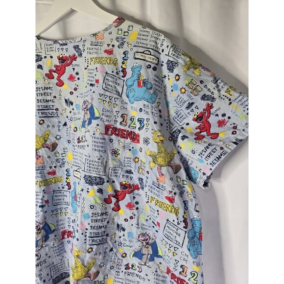 Womens Sesame Street Scrub Top Nurse V Neck Plus Size- Read Information - Picture 6 of 15